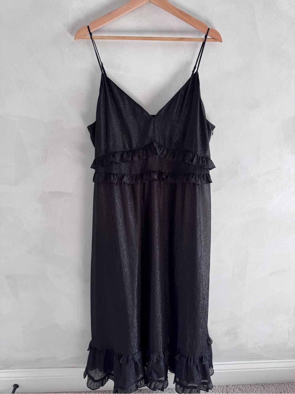 Madewell - Black Ruffled Maxi Dress with Subtle Shimmer
